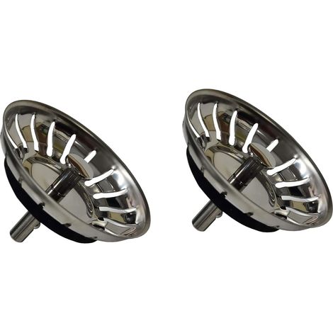 Kippen 5805 - Kit Composto da 2 Pezzi di Tappo Filtro per Lavello da Cucina in Acciaio Inox. Diametro 78mm.