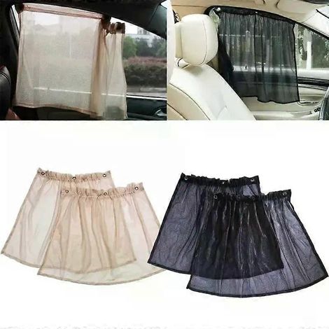 1 paire de pare-soleil universels en filet pour vitres latérales de voiture, noir et beige, protection solaire et UV pour l'été (1/4)