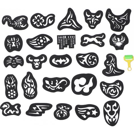 25 pochoirs pour tatouage capillaire, gabarits de coloration et de modelage pour coiffeur (1/5)