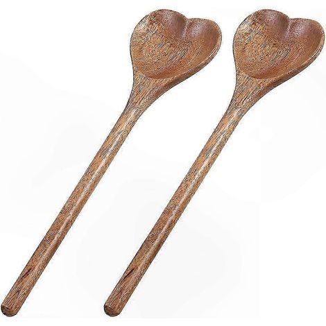 Herzförmiger Holzlöffel zum Backen und Servieren, hellbraun, 25,4 x 7,1 x 1,3 cm, 2er-Set (1/5)