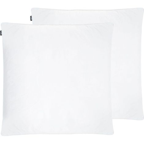 Set of 2 Traditional Cotton High Pillows Duck Down Feathers 80 x 80 cm FELDBERG (1/5)