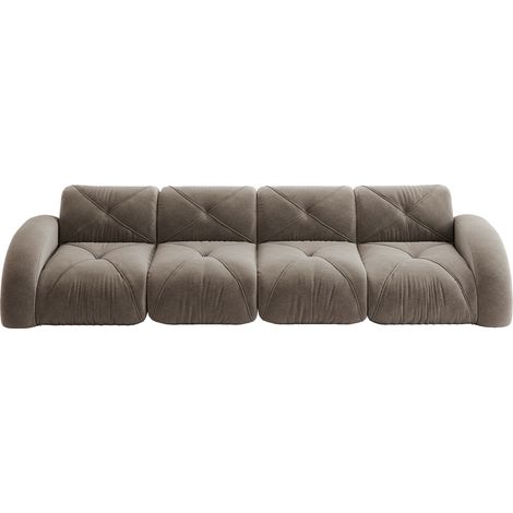 Sofá modular de 4 plazas sin estructura en chenilla taupe 358 x 95 x 76 cm HOMVRA (1/5)