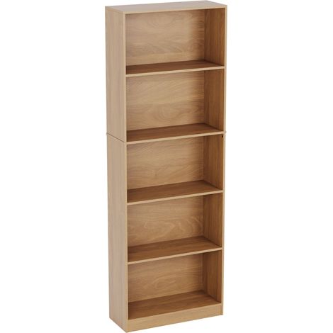 Cambridge Bibliothèque Extra Large 5 Niveaux Meuble de Rangement Étagère H 175 x L 60 x P 24 cm, Chêne (1/5)