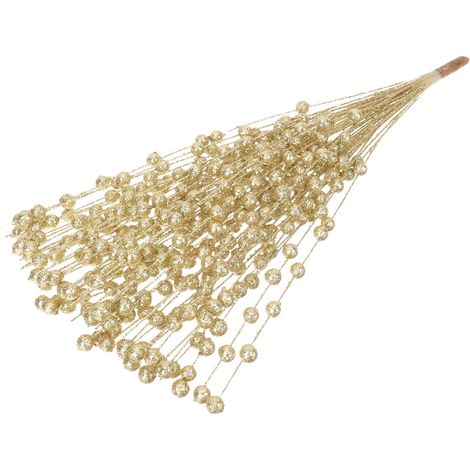 Tiges de Baies Artificielles Pailletées Dorées en Plastique pour Décoration de Noël, Accessoires Photo et Compositions DIY Aspect Naturel et Éclat Lumineux (1/5)