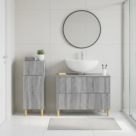 vidaXL 2 Piece Bathroom Cabinet Set ARNHEM Grey Sonoma Engineered Wood (1/5)