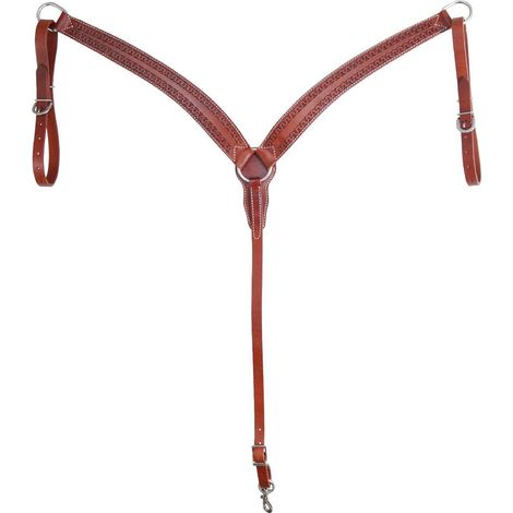 Taglia unica cob/full, Marrone: Pettorale western in cuoio con lavorazione snake (1/2)