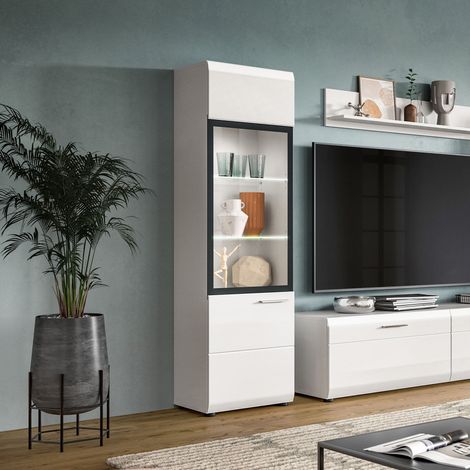 Vitrine 1 porte 45x3x160 cm blanc - ICEDY (1/5)
