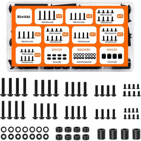 76 Pièces Vis Tête Large Noir,Fixation Murale TV pour Installer (1/5)