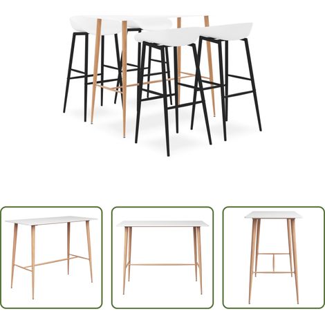Barhocker - 5-tlg. Bar-Set Weiß (1/5)