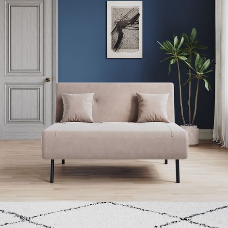 SONNI Schlafsofa mit 3-Fach-Faltdesign, Eisenbeinen, Verstecktem Reißverschluss, 6-Stufiger Rückenlehne und 2 Kissen, Khaki (1/5)
