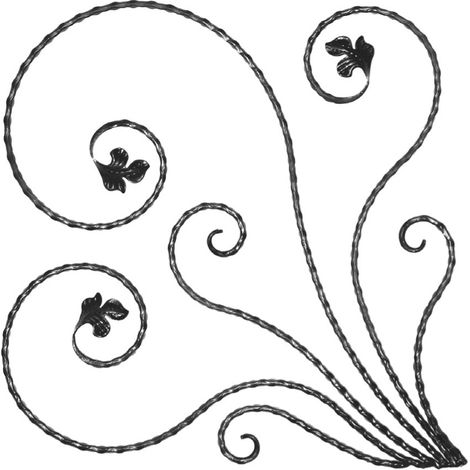 Pannello decorativo martellato con  foglia - Altezza 600x600mm Sezione piatta martellato 16x8mm - Modello SINISTRO - Ferro battuto per saldatura