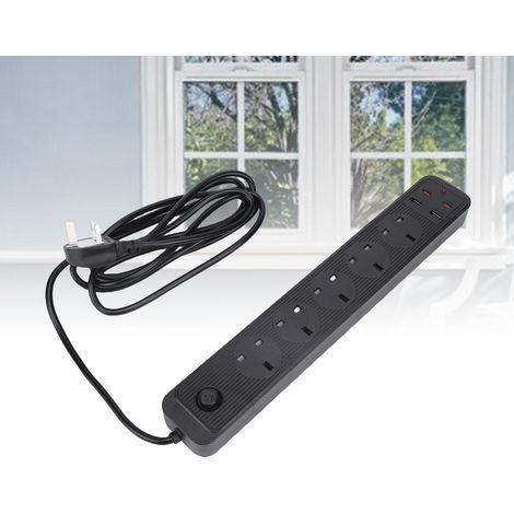 13-A-Multifunktions-Steckdosenleiste mit 5 Steckdosen, 2 USB-C- und 2 USB-Anschlüssen, Kindersicherung für Küche und Büro (1/5)