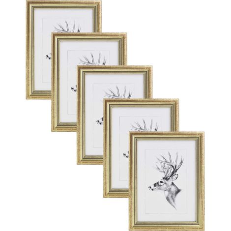 WOLTU 5x Cornice Foto da tavolo da muro 13x18cm, Oro
