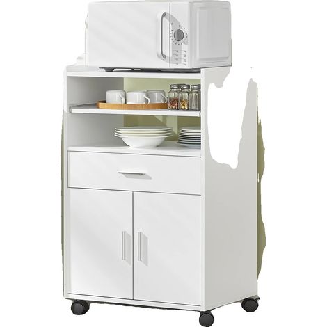Carrito de cocina, amplio espacio de almacenamiento, diseño móvil, BLANCO (1/2)