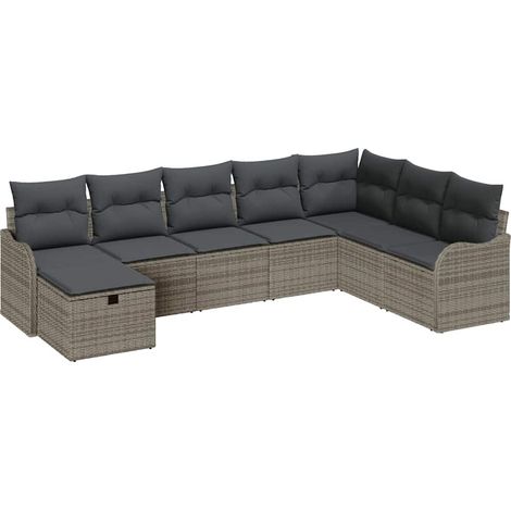Garden Sofa Set 8 pcs Grey Poly Rattan vidaXL (1/5)