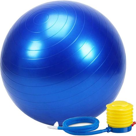 Ballon de yoga épais et stable, anti-éclatement - bleu 65 cm (1/5)