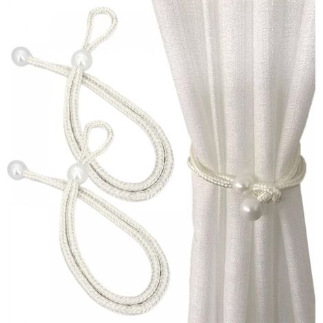 (2 Pairs White) Curtain Tiebacks, Curtain Holdbacks, Curtain Tie Backs, Curtain Buckle Decoration for Bedroom and Office (1/5)