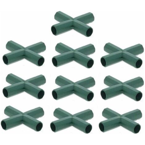 royaluxe-Lot de 10 Connecteurs De Cadre De Serre pour cadre de jardin, cages à fruits, clôtures, cadre de serre, connecteurs (16mm,Plat / 4 trous) (1/4)