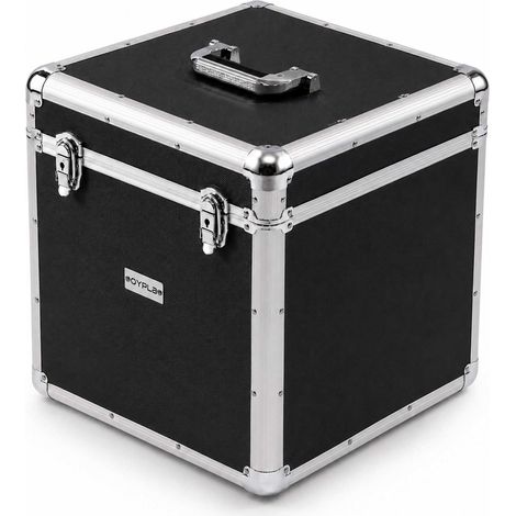 Oypla 100 x 12" LP Vinyl Record Box Hard DJ Flight Case Aluminium - Black (1/5)