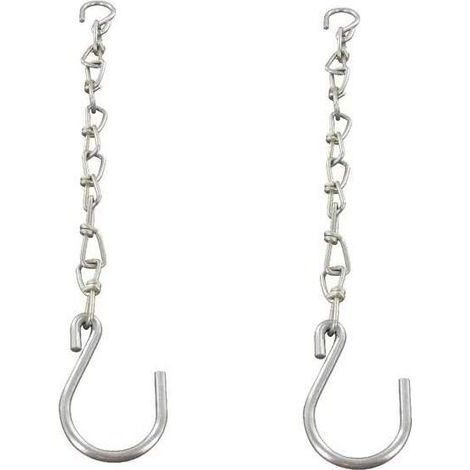 Chaîne de sécurité 2x avec crochet en S 4mm – Acier câble pour porte – Résistance à la traction élevée – Longueur 200mm