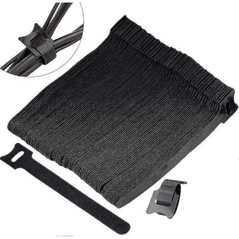 Lot de 100 attaches et colliers de serrage réutilisables pour câbles, organisateur de rangement pour câbles (1/3)