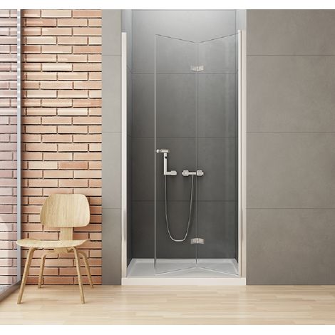 Porte de douche chrome pliante droite 70 cm CORFOU CHROME (1/5)