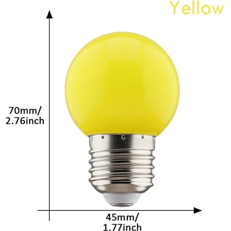 Set di 2 lampadine LED multicolore G45 E27 220V (rosso, giallo, blu, verde, rosa, arancione, bianco) - Ideali per Natale, matrimoni e come luce notturna per interni. - AquaForge (1/5)