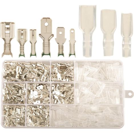 540 terminali a crimpare piatti maschili e femminili, 2,8 mm, 4,8 mm, 6,3 mm, con guaina isolante, assortimento di terminali elettrici per autoveicoli, kit di crimpatura per connettori elettrici (1/5)