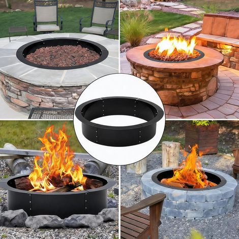 Anneau insert de foyer pour brasero externeérieur – Acier carbone robuste – Aérations pour combustion plus propre – Jardin terrasse camping – 48in