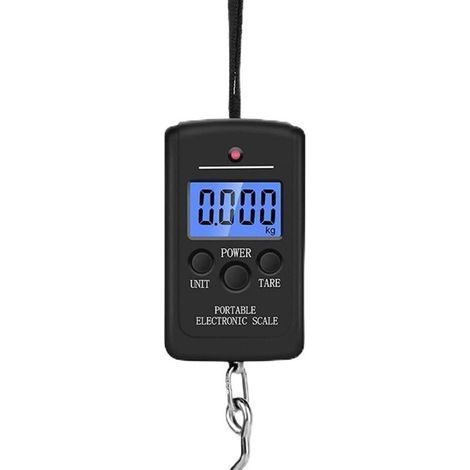 pair Pèse-personne portable avec écran LCD rétroéclairé 40 kg Balance électronique Pèse-bagages (noir)
