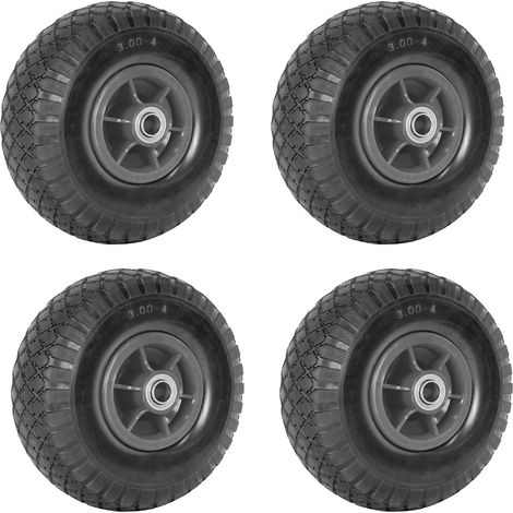 4x Sackkarrenrad Vollgummi 260x85 mm 3.00-4 Nabenlänge 60 mm PU Bollerwagenrad Nabenversatz grau (1/5)