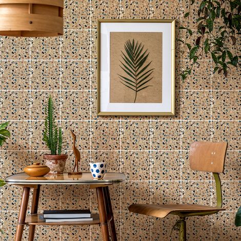Sticker Mural Carrelage adhésif Cuisine Salle de Bain - 24 STICKERS CARRELAGES TERRAZZO FILIPO - 24stickers10x10cm (1/5)
