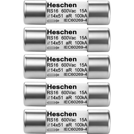 5 x RS16 14x51mm 15A 600VAC 100kA Ceramic Cylinder Fuse 14x51mm (1/5)
