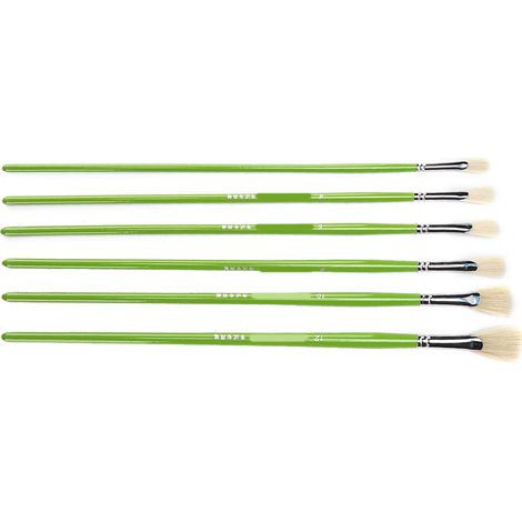 Lot de 6 pinceaux en tilleul poli, faciles à nettoyer et à prendre en main. Idéal pour le dessin et la peinture. (1/5)