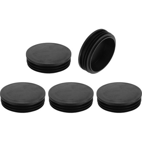 JSSEVN - Set of 5 round black plastic stoppers - 100 mm - Anti-slip protection for chairs, sofas, tables, shelves (1/5)
