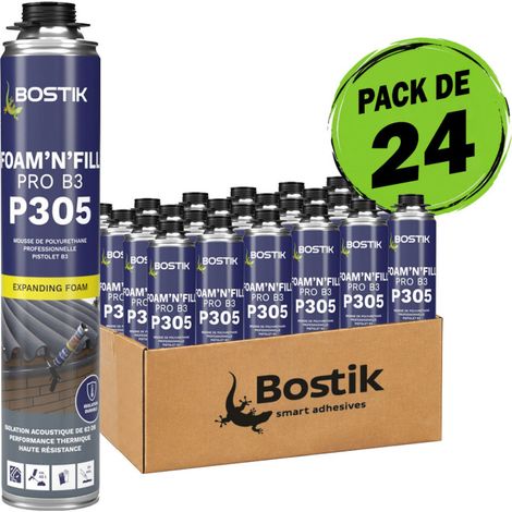Pack 24 Mousses PU BOSTIK P305 FOAM'N'FILL PRO B3 Pistolable 750 ml (1/2)