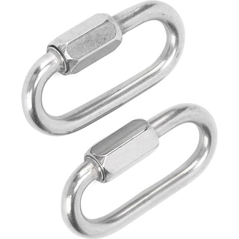 2 mousquetons de verrouillage en acier inoxydable à maillons rapides en forme de D avec vis hexagonale pour l'escalade (6 mm) (1/5)