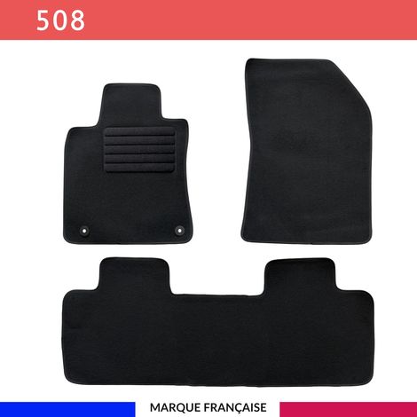 Tapis de sol voiture - Sur mesure pour PEUGEOT 508 (dès 10/2018) Antidérapant - 3 pièces : Protection arrière - Moquette (1/5)
