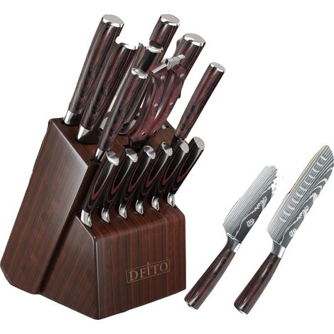 Ensemble de Couteaux, Collection de 14 Pièces, Acier Inoxydable à Haute Carbone, Lame Aiguisée (1/5)