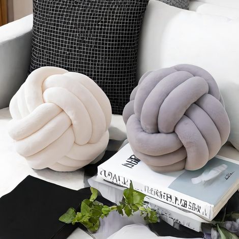 Lot de 2 coussins nœud velours agneau ultra-doux 20x20 cm, décoratifs canapé (1/4)