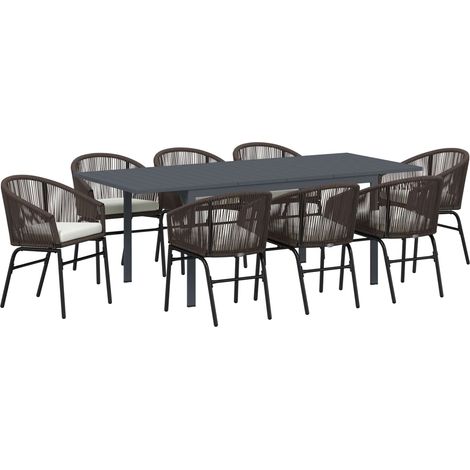 Maison Exclusive - Set da Pranzo per Giardino 9 pcs Marrone polyrattan