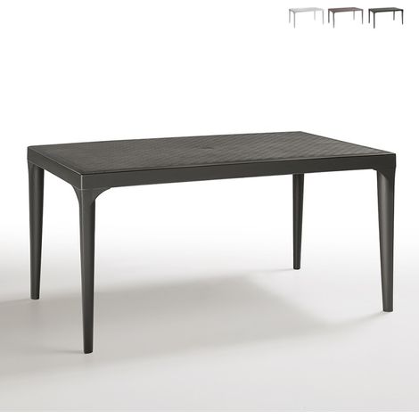 Bica – Table de jardin rectangulaire 150x90cm – Structure en polypropylène résistante aux intempéries – Pour 4-6 convives – Design moderne noir