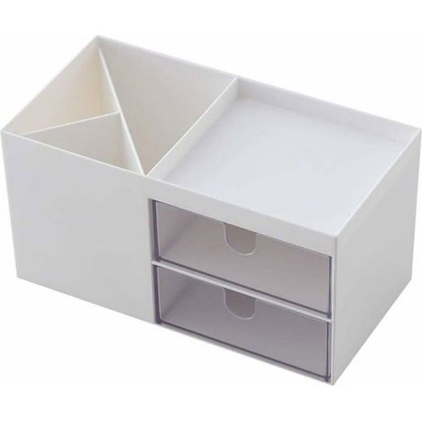 Boîte De Rangement - Porte-Stylo Bureau - 5 Compartiments - Blanc - Dimensions 17,5 x 9 x 8,9 cm - Plastique PP