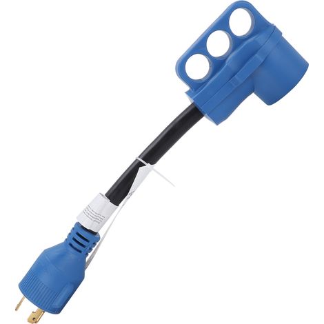 Câble adaptateur de conversion 30A à 30A 125V 10AWG 3 fils pour véhicules électriques, couleur bleue (1/5)