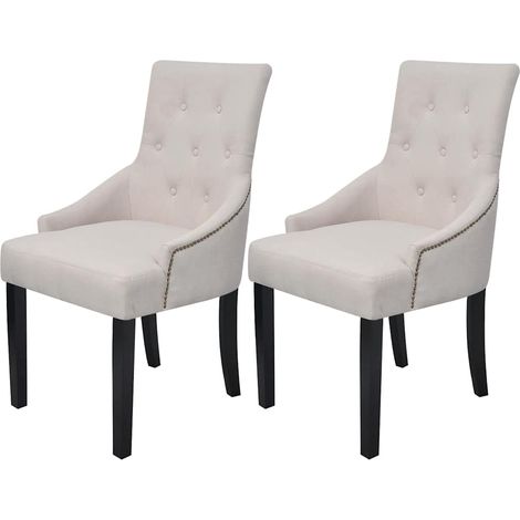 vidaXL Sillas de comedor 2 unidades tela gris crema (1/5)