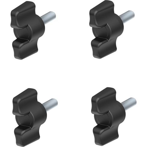 4x vis papillon M4 x 25 tige acier tête plastique (1/2)