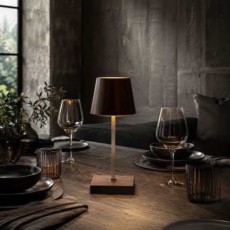 Lampe - HOME DECO FACTORY - Effet Bois - À Piles - Blanc et Marron (1/5)