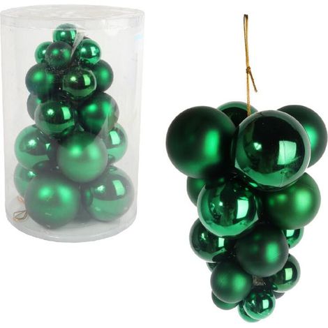 Set mit 21 Christbaumkugeln am Bündel – Kunststoff-Weihnachtsschmuck, 28 cm – Grün (1/4)
