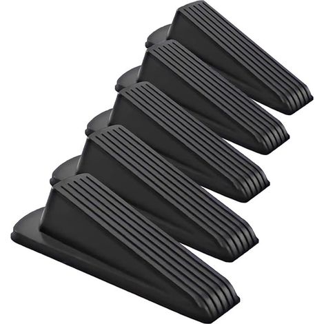 Set di 5 cunei antiscivolo in gomma per porte, ideali per proteggere le pareti e garantire stabilità su pavimenti piastrellati, moquette e legno.