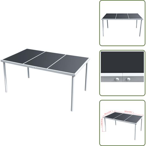 Gartentisch 150x90x74 cm Schwarz Stahl - Esstisch - Gartentisch - Outdoortisch - Glastisch - Stahltisch (1/5)